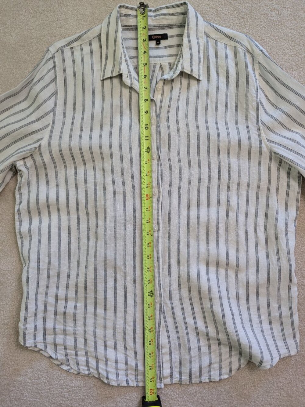 Quince 100% European Linen Long Sleeve Shirt XL - HTF Oatmeal & Black Stripe - Picture 7 of 7